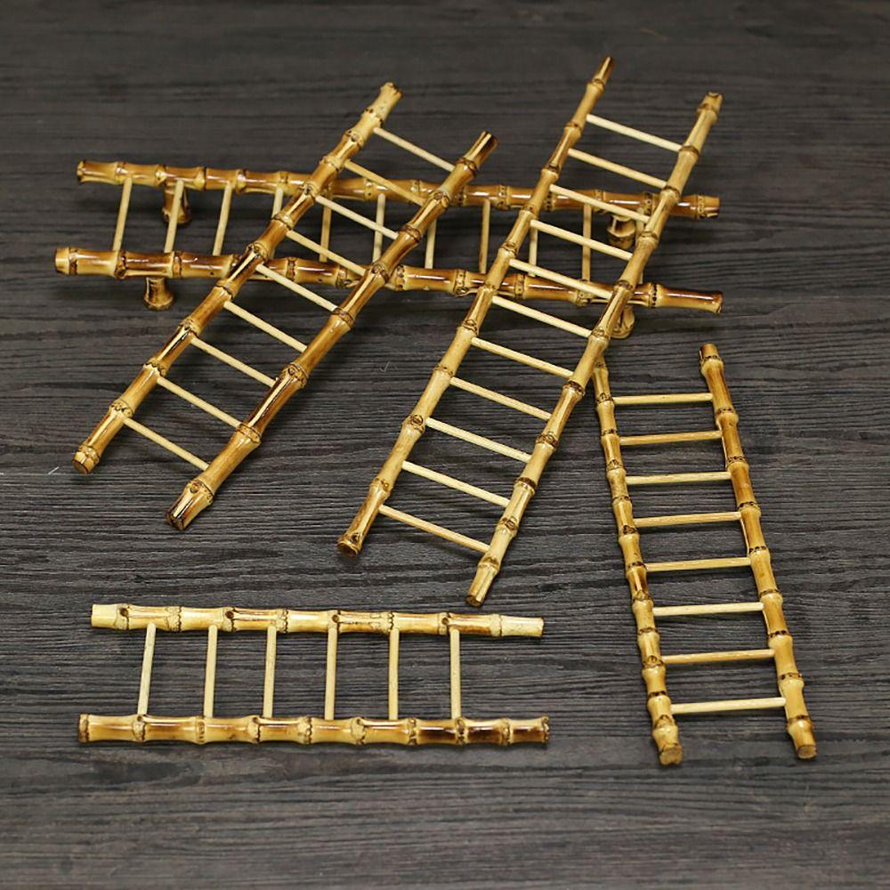 Multi-purpose Bamboo Ladder Cup Holder Yellow Tea Accessories  Desktop Ornament