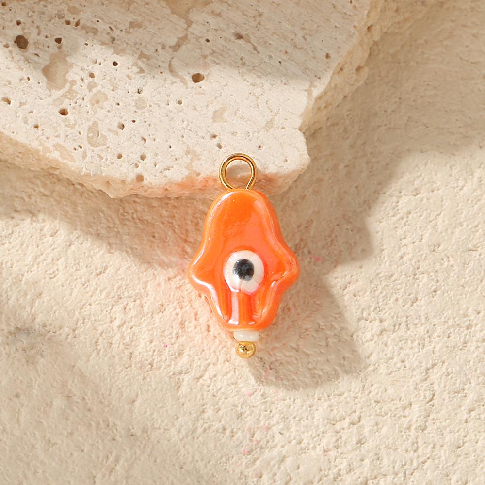 Colorful Ceramic Hand, Eye, and Heart DIY Jewelry Accessories: Snowman Necklace, Bracelet, and Earring Set