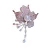 Gold-Plated Copper Pearl & Zircon Flower Tassel Brooch with Empty Setting