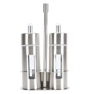 Öl- und Essig-Karaffen 80ml Edelstahl Olivenöl Spender Flaschenset mit Basisständer