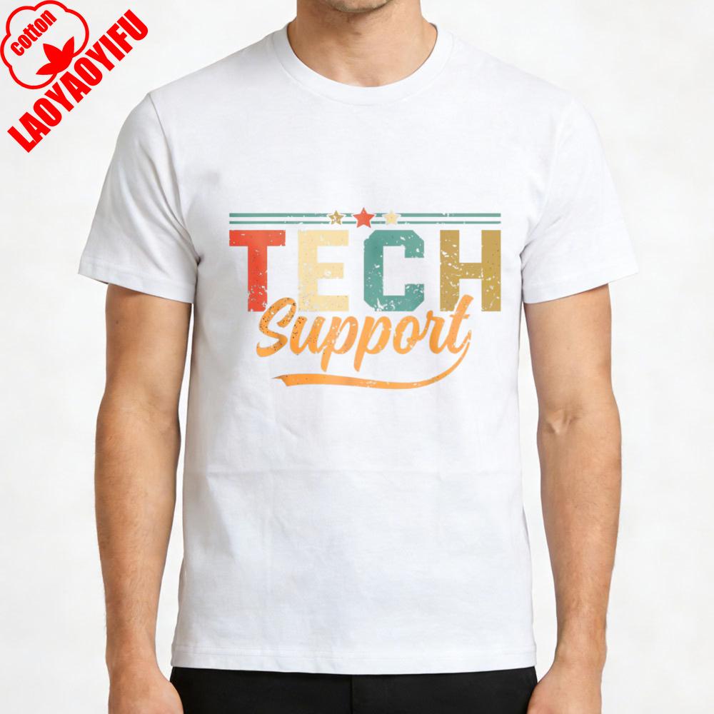 Tech Support Vintage Graphic Summer Men TShirt Cotton T Shirt Regular Fit Casual Gift for Tech Lovers Fashion Loose Tops