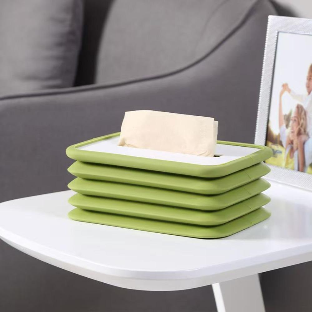 

Silicone Foldable Tissue Box Free-Retractable Tissue Storage Box Tissue Holder Dispenser зелёный