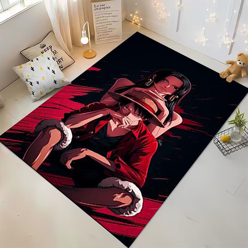 Anime-Style Carpet, Black and Red Design with Two Characters Suitable for Use As an Anti-slip for Living Room Bedroom Sofas