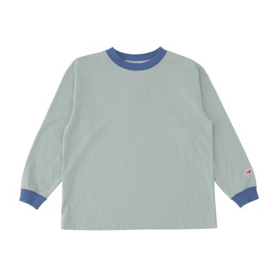 Long Sleeve Moisture Quick Linear Logo Long Sleeve SAM [New Balance] Kids' T-Shirt, Wicking, Drying, (ABT45059) (Salt Marsh)