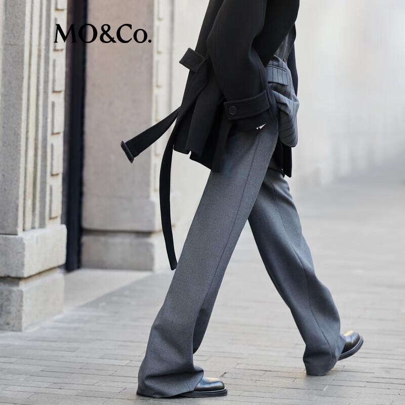 MO&Co. Women's Merino Wool Blend Wide-Leg Trousers