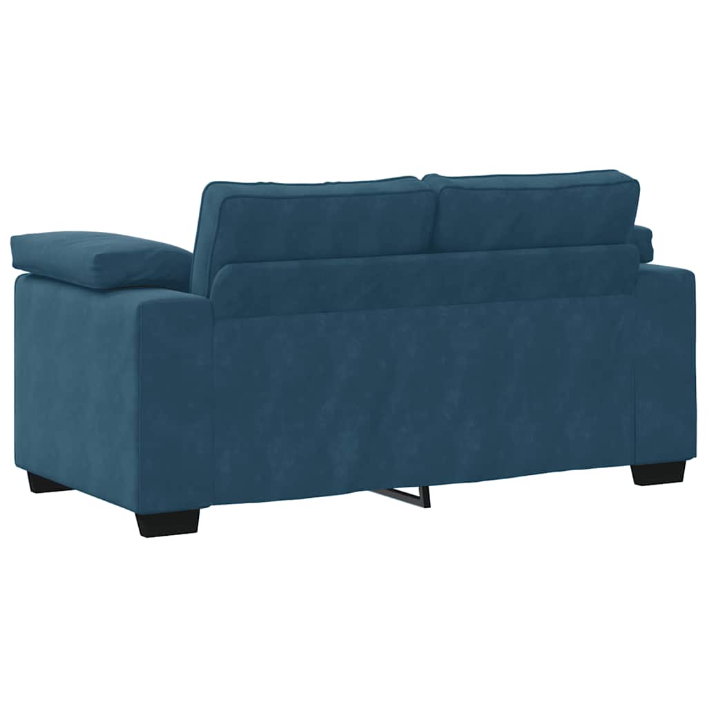 3 Piece Sofa Set with Cushions Blue Velvet