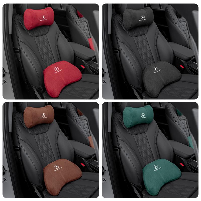 Car Seat Safety Headrest Pad Auto Emblem Neck Pillow For Mercedes Benz AMG W205 C300 W203 W206 W108 W124 W126 W140 W168 W169 GLC EQSTU1