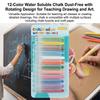 12 Colors Water Soluble Dustless Chalk Rotating Design with Pen Case Anti-Stain for Teaching Drawing Doodling Art Painting