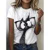 Fashion Women Kitty Print T Shirt Funny Casual O-neck Short Sleeves T-shirt Summer Female Tee Shirt