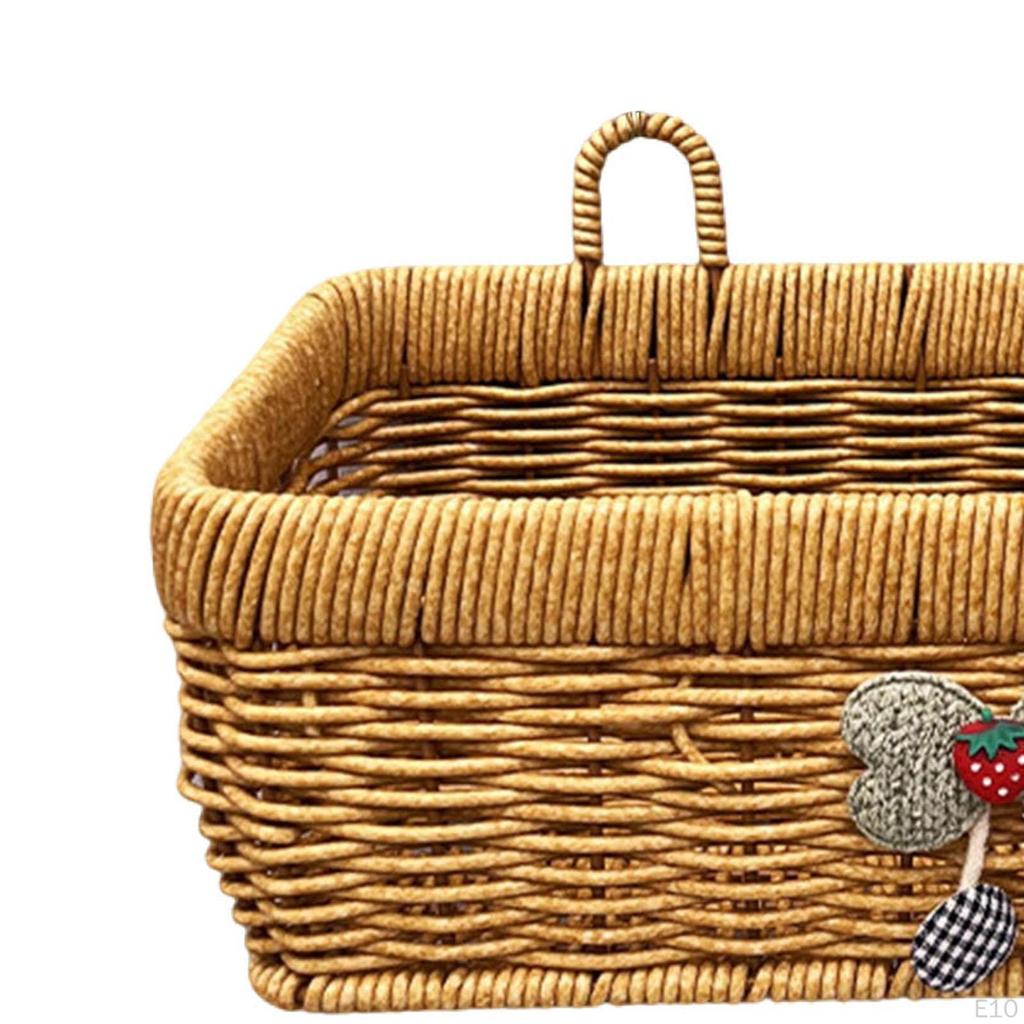 Hanging Storage Basket Imitation Rattan Portable Ornament Practical Container