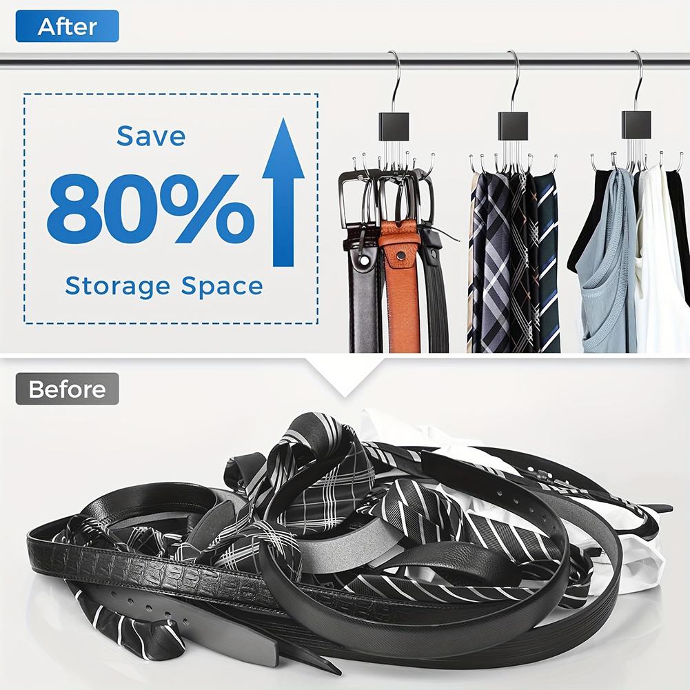 Belt Hanger 360° Rotating Closet Belt Organizer Stainless Steel Wardrobe Six Claw Hook for Belt Bra T-Shirt Pants