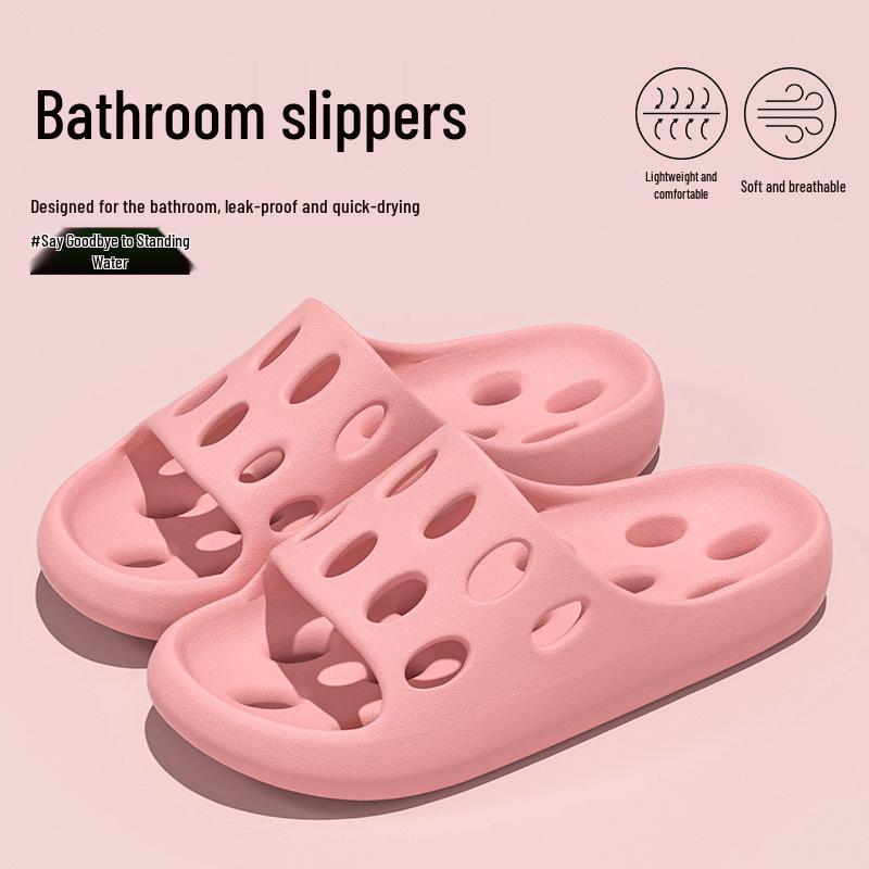 Women's Summer Indoor Non-Slip Cool Slippers - Comfortable, Breathable Hole Design for Men and Women