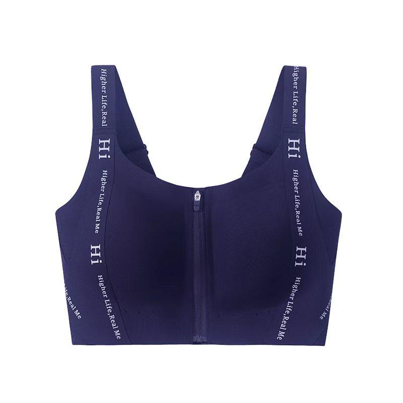 Front Zip Seamless High-Impact Fixed-Cup Sports Bra for Yoga and Fitness