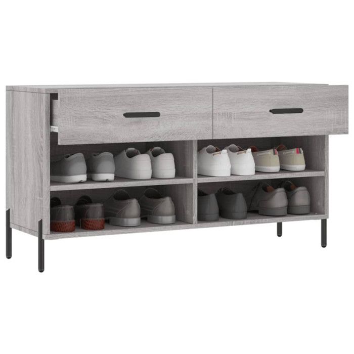 VidaXL Shoe Bench, Shoe Cabinet with 4 Shelves and Legs, Shoe Rack with 2 Drawers Living Room, Modern, 829754