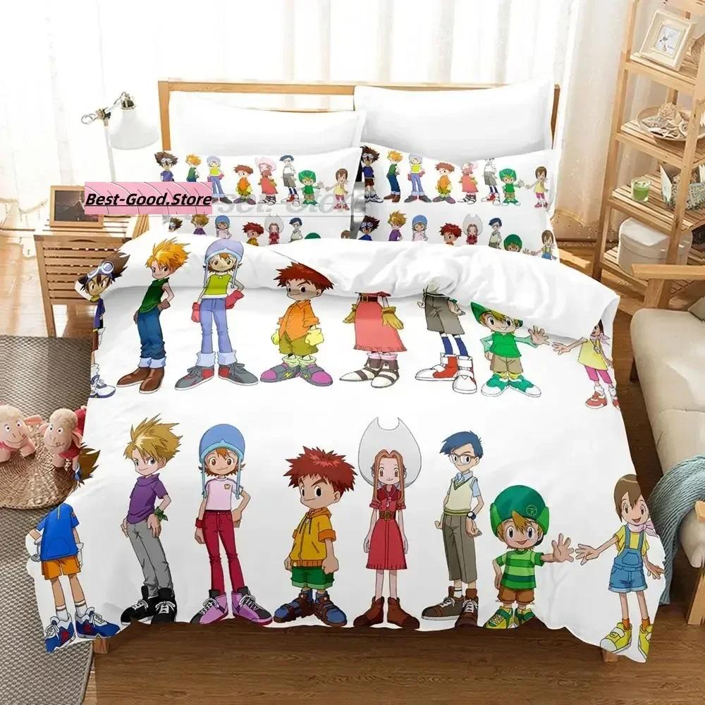 

Digimon Adventure Beding Set Single Twin Ful Quen King-Sized Dimensionsd Dimensions Bed Linen Set Aldult Kid Bedrom Duvetcover Sets 3D Print Anime 135*200cm Eu-Single