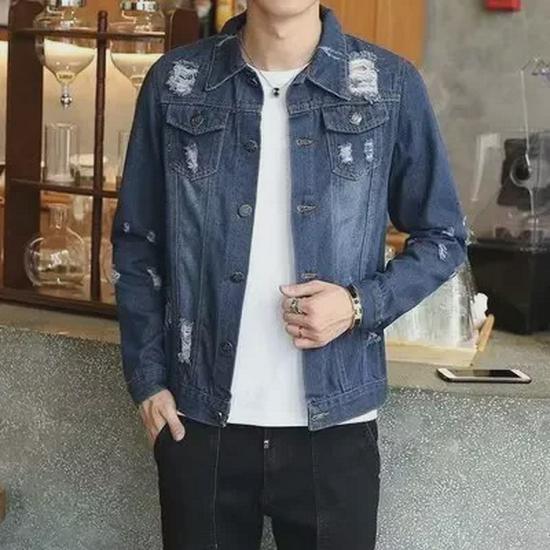 Men's Slim Casual Denim Jacket - Hongxinjie Trendy Spring/Autumn Student Style