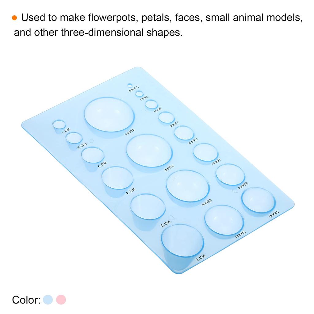 PATIKIL Paper Quilling Template 195 X 130 2 Pieces Half Ball Mold Crimper Tool for 3D Flower Pot Blue and Pink Board, Mm, Dome, 3-Row Craft,