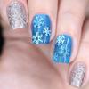 24Pcs Christmas Blue Glitter Short Square Press On Nails With Snowflake French Design Fake Nails For Women Holiday Manicure
