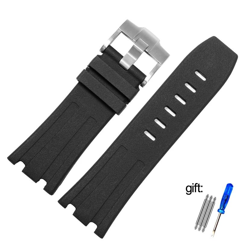 Für AP 15703 Armband Gummi-Uhrenarmband 28mm Schwarz Wasserdicht, Schweißbeständig und Verschleißfest Armband Herren