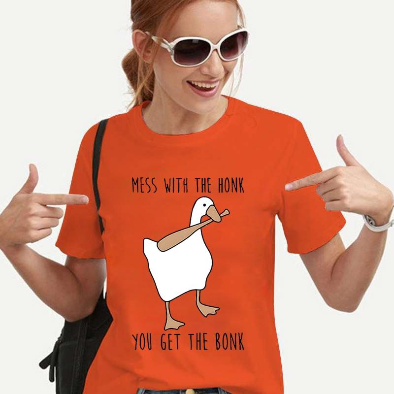 Funny Peace Baseball Duck Print Femei Tricou Harajuku Streetwear Mânecă scurtă Animal Gâscă Moda Casual Haine Tricou de vară