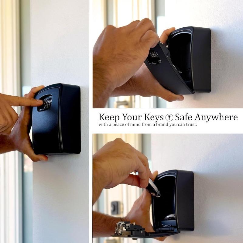 LIUSHADUOLA Iron Lock Key Lock Box Wall Mount for Keys 4 Digit Combination with Resettable Code Indoor Outdoor Big Key Lock Box