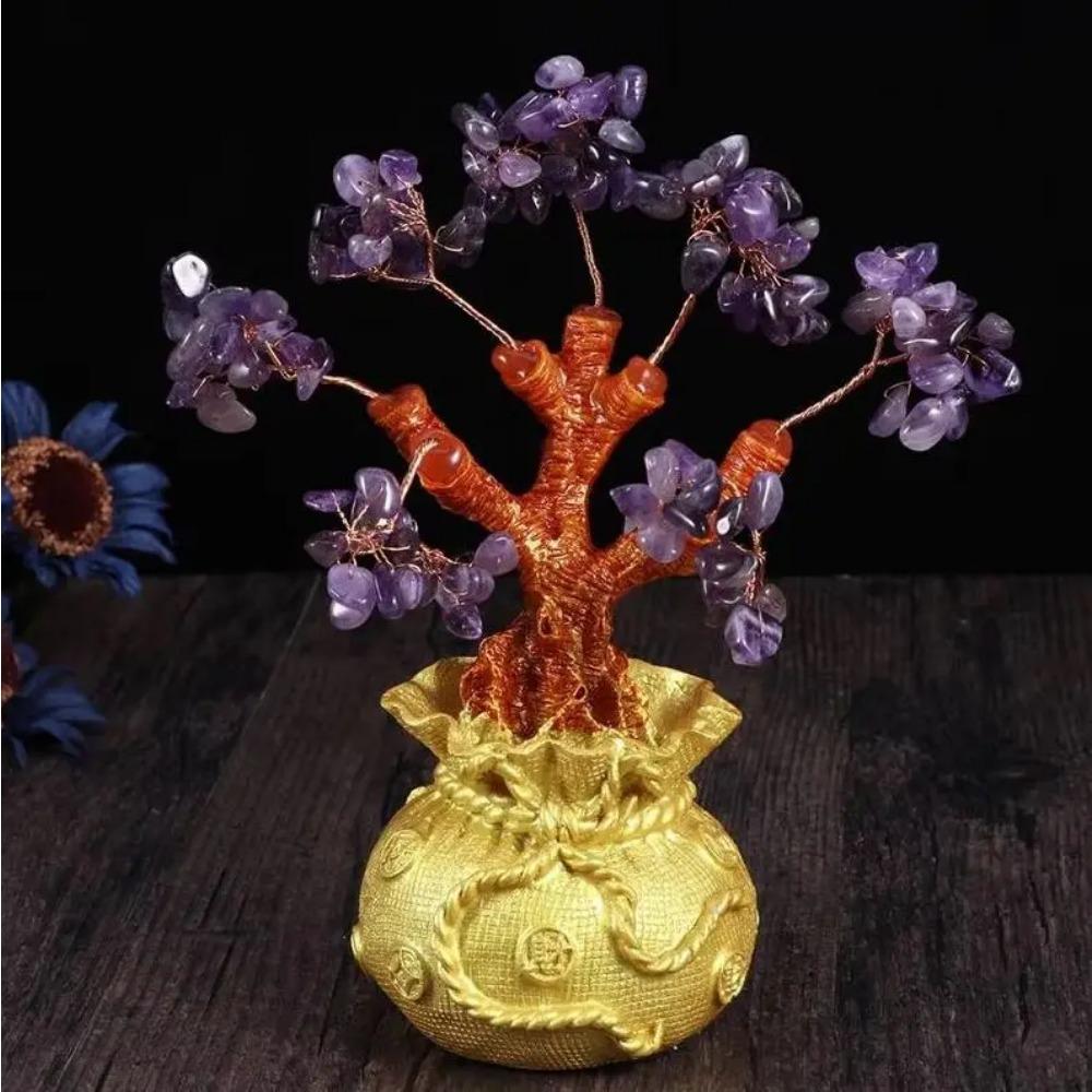 

Hotuocho Денежное дерево украшения для домашнего декора счастливая мебель офисный стол телевизор винный шкаф ремесленный стол подарок height 18cm фиолетовый