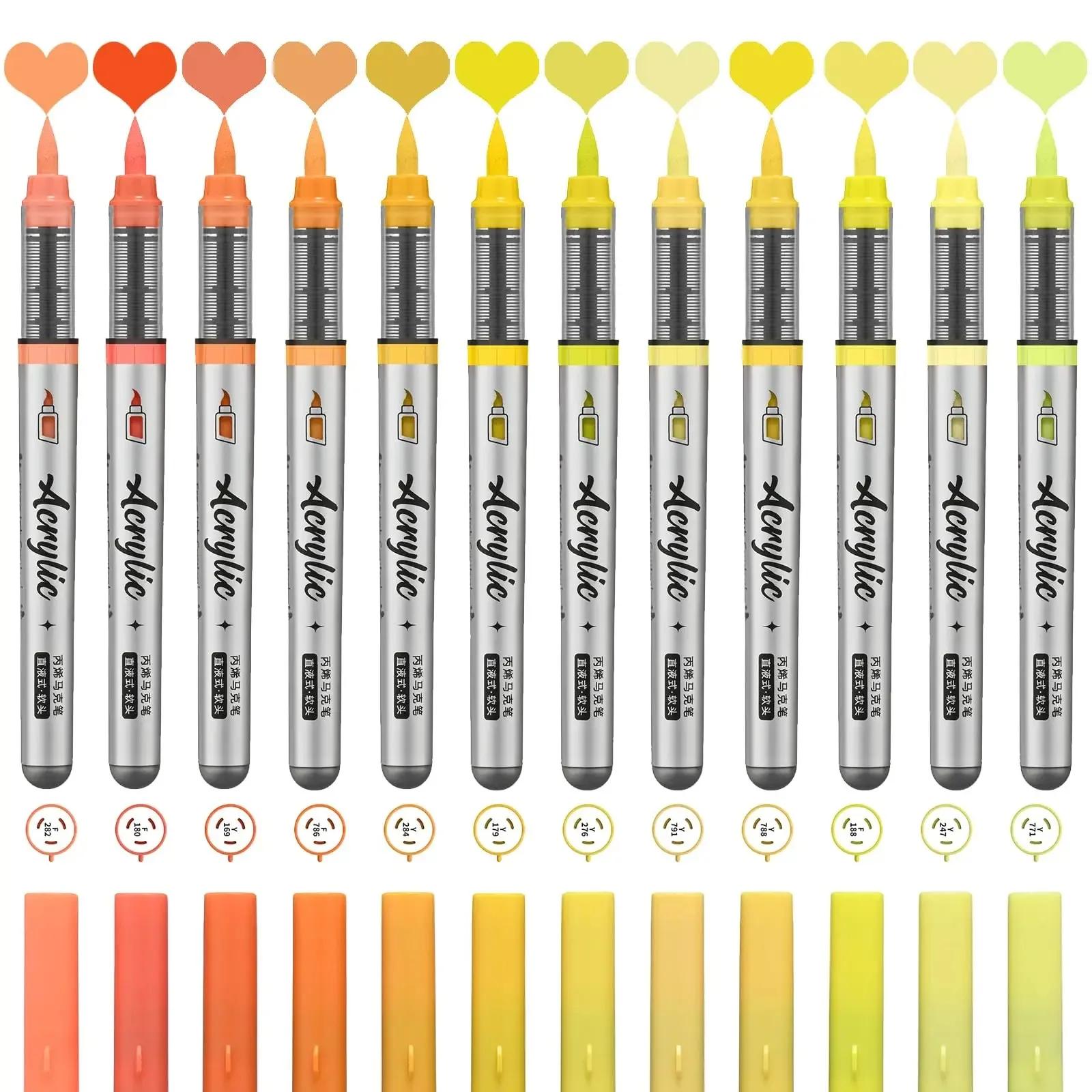 

ZEEJOY 120/12/1 Colors Acrylic Markers Soft Brush Tip Paint Pen for Fabric Rock Painting Stationery Art School Office Supplies