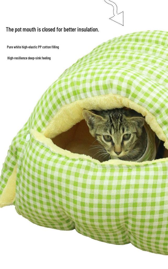 Arctic Velvet Enclosed Pet Bed: Warm Winter Nest for Cats & Dogs