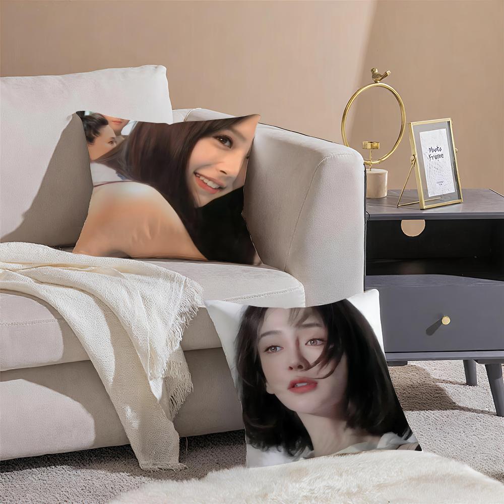 Beautiful Actress AAngelababy Cushion Cover Pillowcase Short Plush Invisible Zipper Room Sofa Cushion Cover