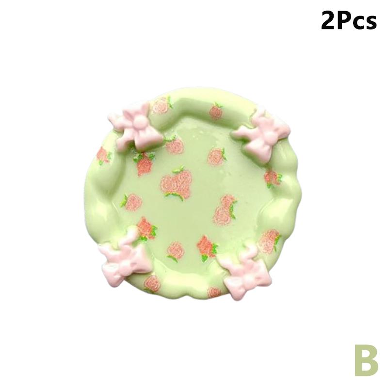 2Pcs Cute Resin Paint Palette Nail Art Palette Nail Art Display Stand Mini Portable Tone Nail Tools Art Supplies Decorative