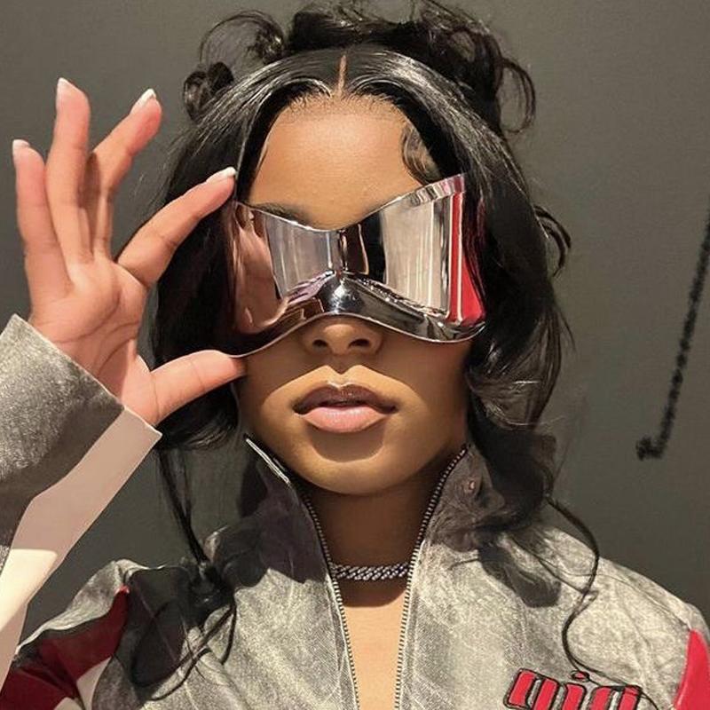 Protective Glasses New Oversized Y2K Punk Rimless Sunglasses Women Men Brand Designer Shades Hip Hop Sport One Piece Sun Glasses