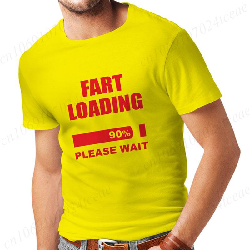 Men's T-shirt Fart Loading Please Wait Print Tshirts Dad Joker T-shirt Clothes Oversized Man Clothes Funny Gag Hilarious Gift