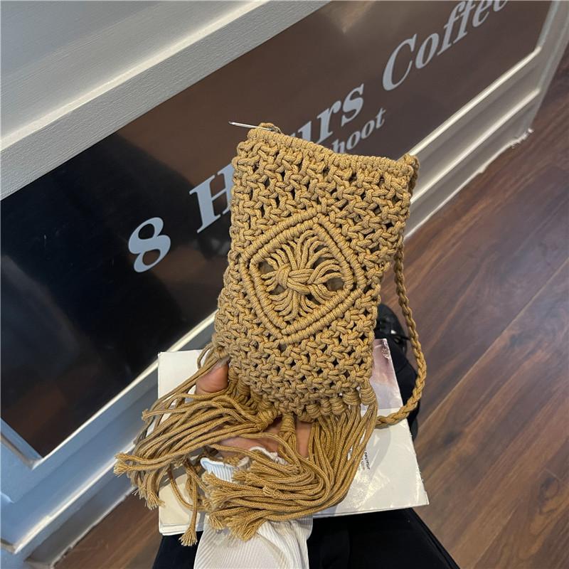 

Богемная плетеная маленькая сумка с бахромой, летняя новинка, сумка через плечо, сумка-мессенджер, отпускная пляжная сумка хаки