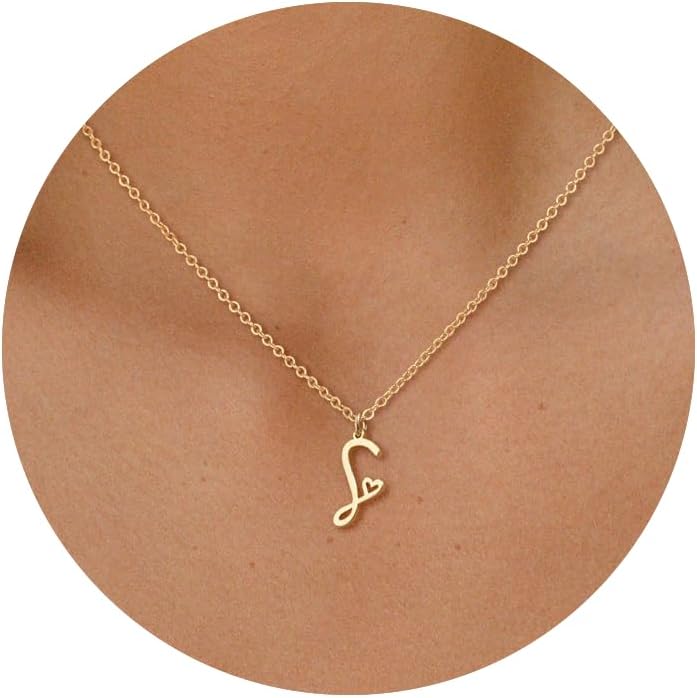 Colier inițial Tewiky pentru femei-Colier cu scrisori delicate umplute cu aur de 14k La modă, drăguț, monogramă personalizată