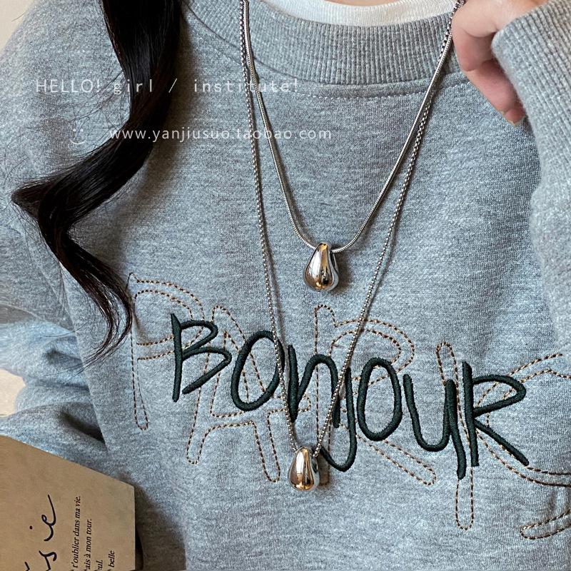 Women's Minimalist Water Drop Pendant Necklace - Versatile Autumn/Winter Fashion Long Sweater Chain