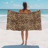 Beach Towel Leopard Print Bath Pool Towels Brown Animals Fur Skin Absorbent Beach Towel Soft Large Quick Dry Lightweight Camping