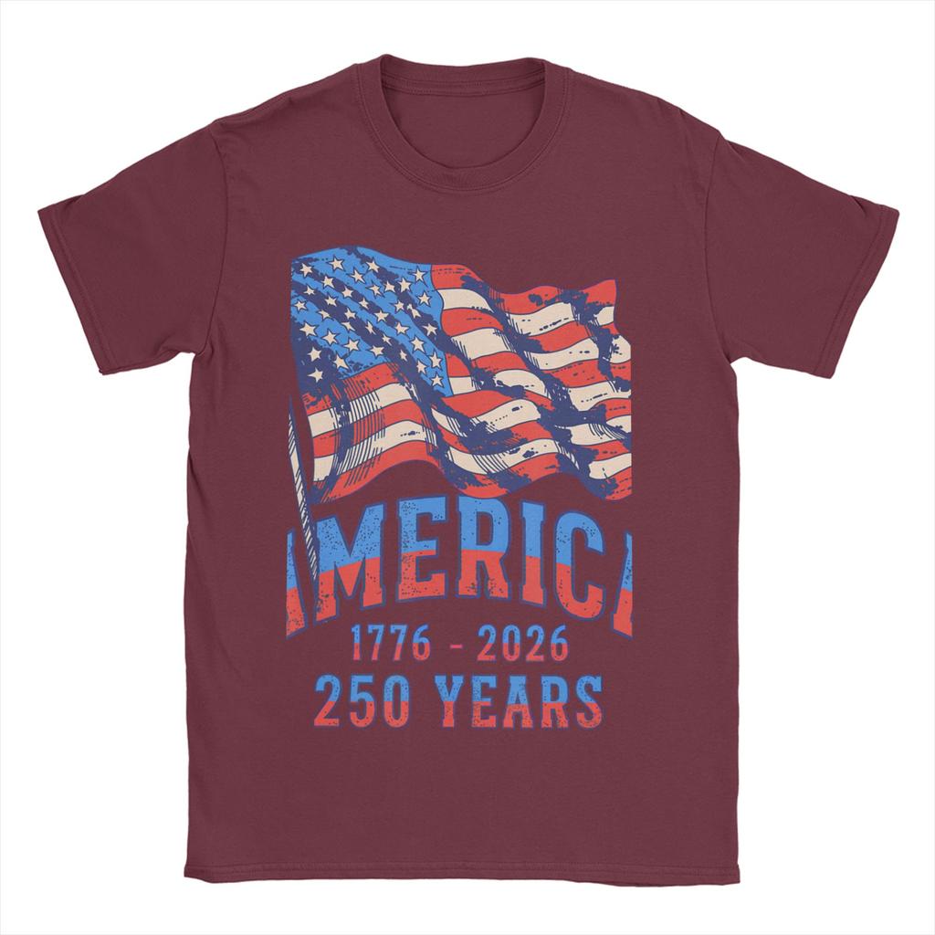 Anniversary USA TShirt for Unisex Fashion Cotton Tee Shirt Crewneck Short Sleeve T Shirt Big Size Clothing