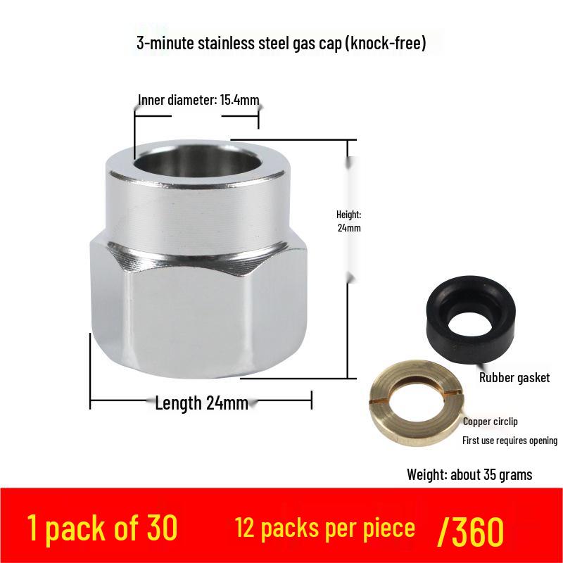 3-Piece Stainless Steel Gas Pipe Nut Set with No-Knock Wave for Natural Gas Conversion, 3/8"", 3/4"", 1"" Quick Connectors