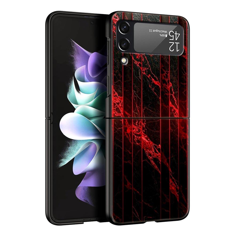 Black Red Ripple Art Hard PC Phone Case For Samsung Galaxy Z Flip 7 6 5 4 Black Cover For Galaxy Z Flip 3 Foldable Fundas Shell
