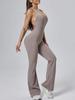 Premium Women's Yoga Suit - Peach Hip-Lifting One-Piece with Flared Pants