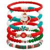 Y2K Polymer Clay Stackable Bracelet Set For Women Santa Claus Tree Elk Deer Snowflake Charm Beaded Bangle Christmas Jewelry