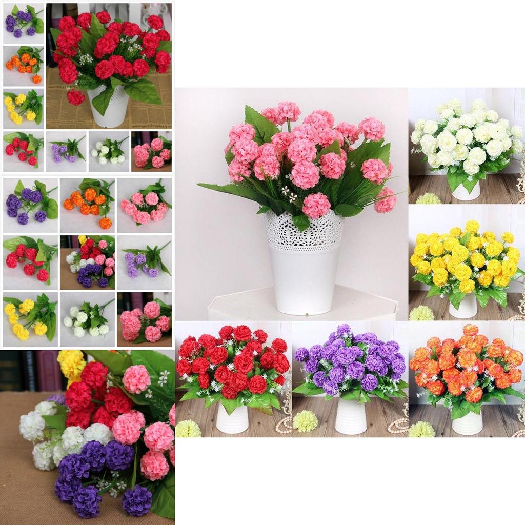 Silk Flowers 8 Heads Artificial Hydrangea Bouquet For Bridal Arrangements**