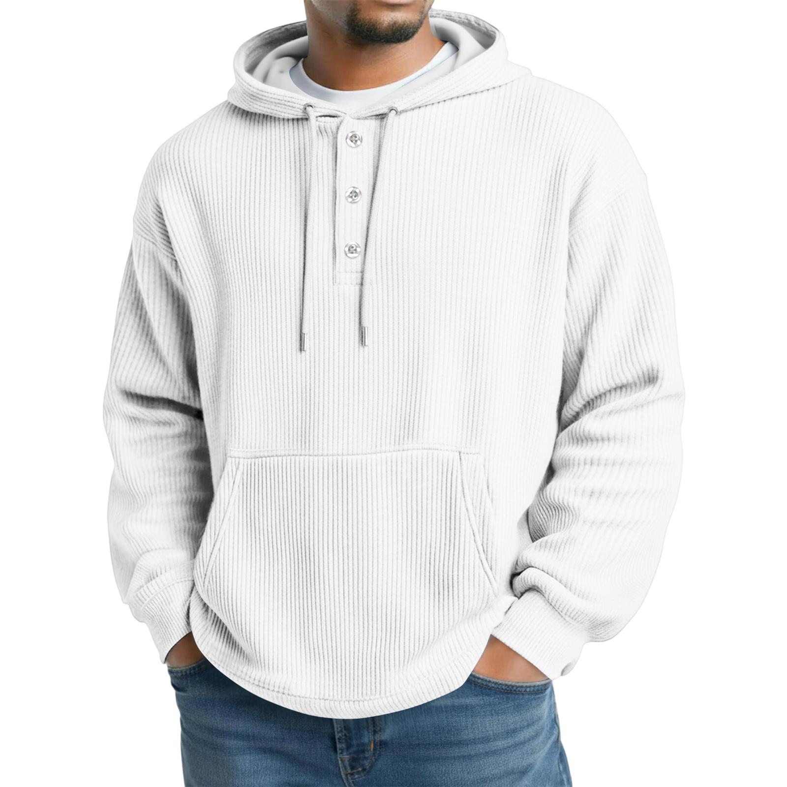 

Мужская вязаная толстовка с капюшоном, повседневная толстовка с длинными рукавами XL белый