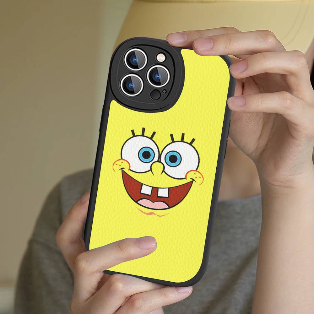 

Classic Cartoon S-spongebobS Phone Case For IPhone 11 12 13 14 15 16 Pro Max Plus Leather Cover iPhone 15pro max