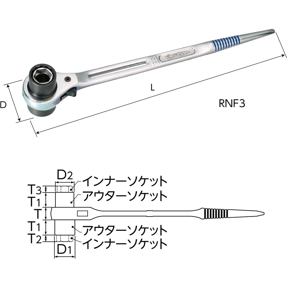 Supertool ratchet wrench 17X19X21X24 RNF3 4-size