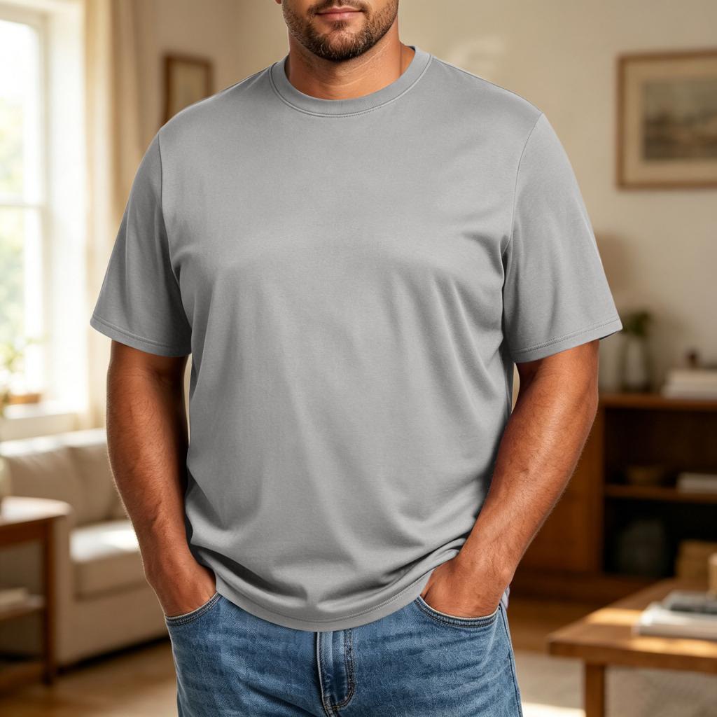 Men’s Plus Size Comfortable Breathable Loose Fit Wicking Casual Short Sleeve Crewneck T Shirt for Everyday Wear