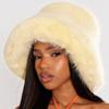 New Big Fluffy Faux Fur Bucket Hats For Women Luxury Plush Fisherman'S Hat Winter Warm Fashion Colorful And Gorgeous Party Hat
