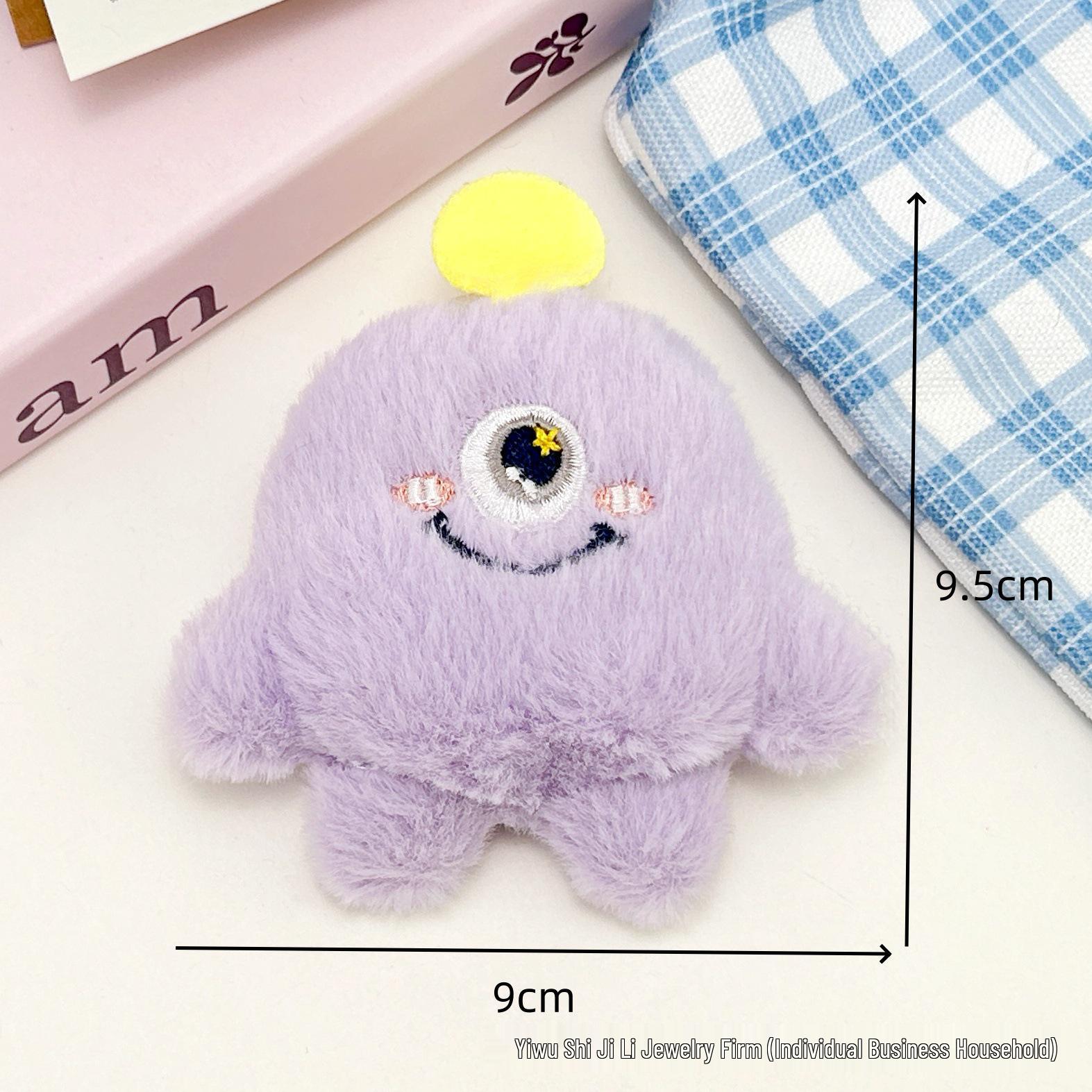 Cartoon Big-Eyed Monster Plush Pendant Brooch - Cute Three-Eyed DIY Shoe and Hat Accessory