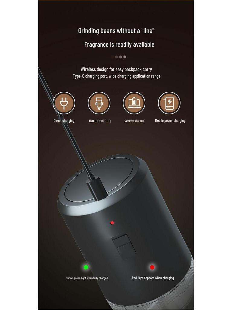 Portable Electric Coffee Bean Grinder - Compact Hand-Crank Mill for Home and Travel