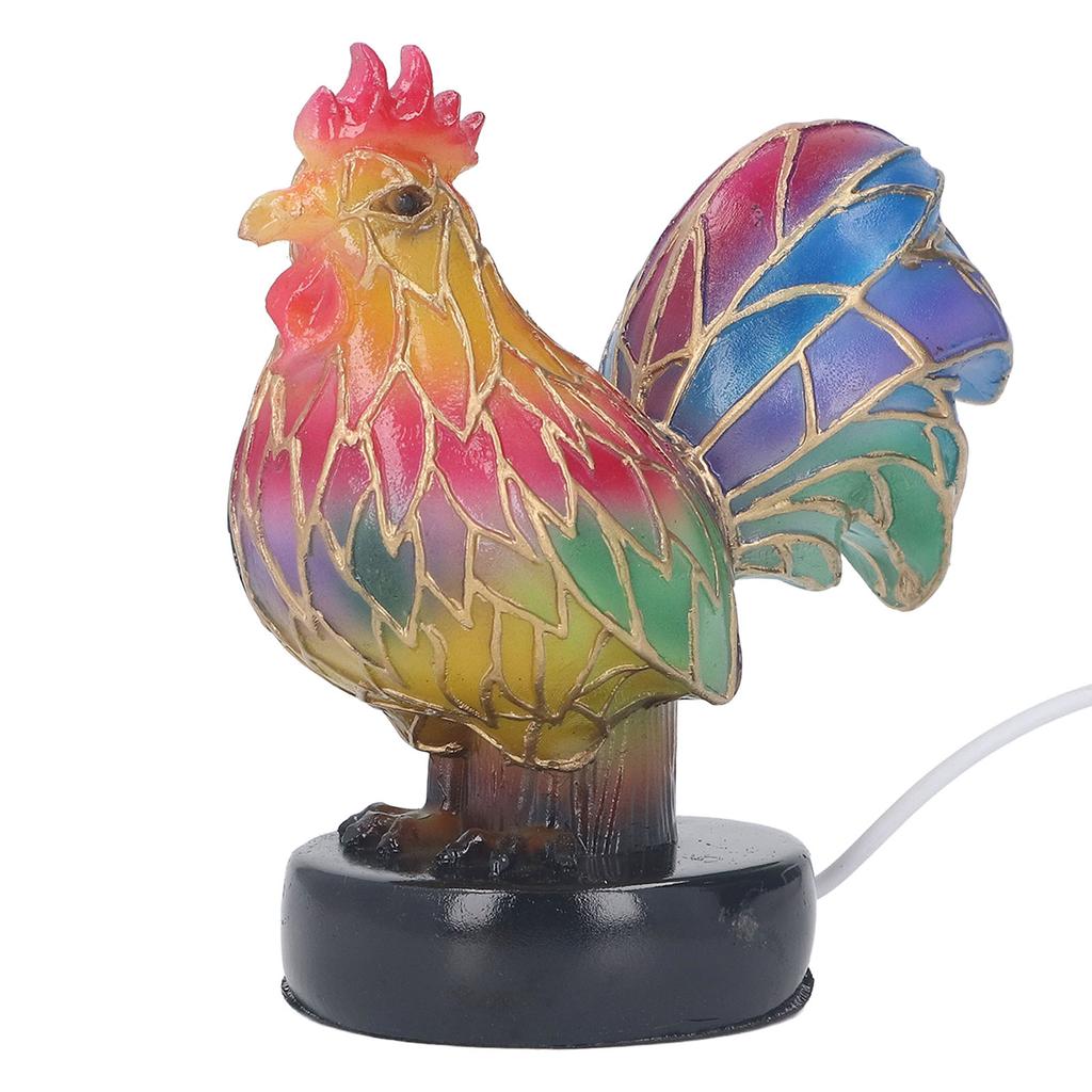 Stained Resin Rooster Table Lamp Night Light LED Animal Night Light for Home Decoration Bedside